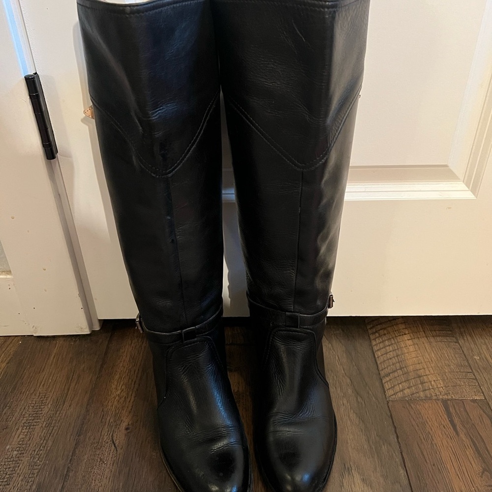 Frye Black Knee-High Riding Leather Boots 8.5
